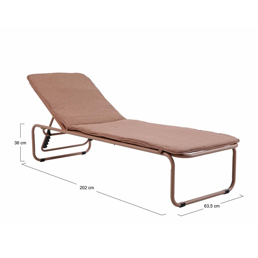 Lettino prendisole in acciaio mocha mousse terracotta 63,5x202x102,5 cm - Essentia