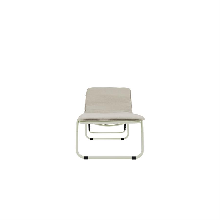 Lettino prendisole in acciaio bianco latte con cuscino beige reclinabile - Essentia