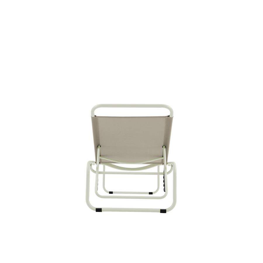 Lettino prendisole in acciaio bianco latte con cuscino beige reclinabile - Essentia