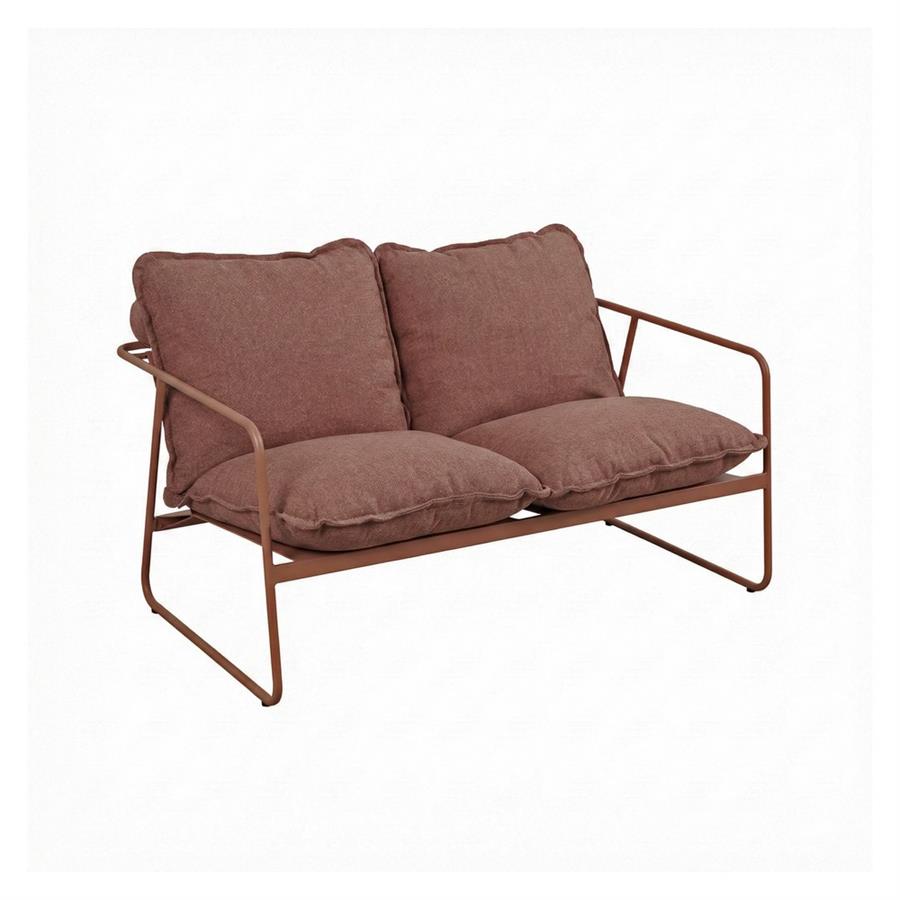 Set salotto da giardino 4 posti in acciaio mocha mousse con cuscini terracotta - Essentia