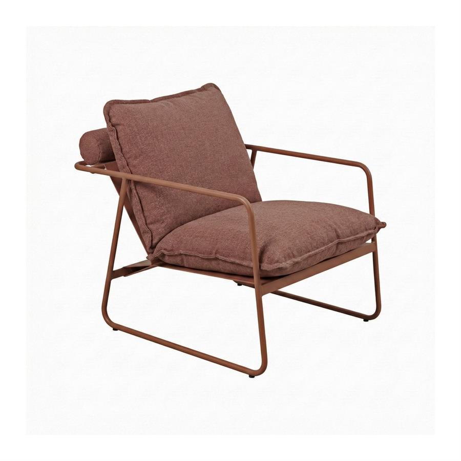 Set salotto da giardino 4 posti in acciaio mocha mousse con cuscini terracotta - Essentia