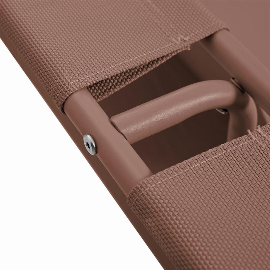 Set salotto da giardino 4 posti in acciaio mocha mousse con cuscini terracotta - Essentia