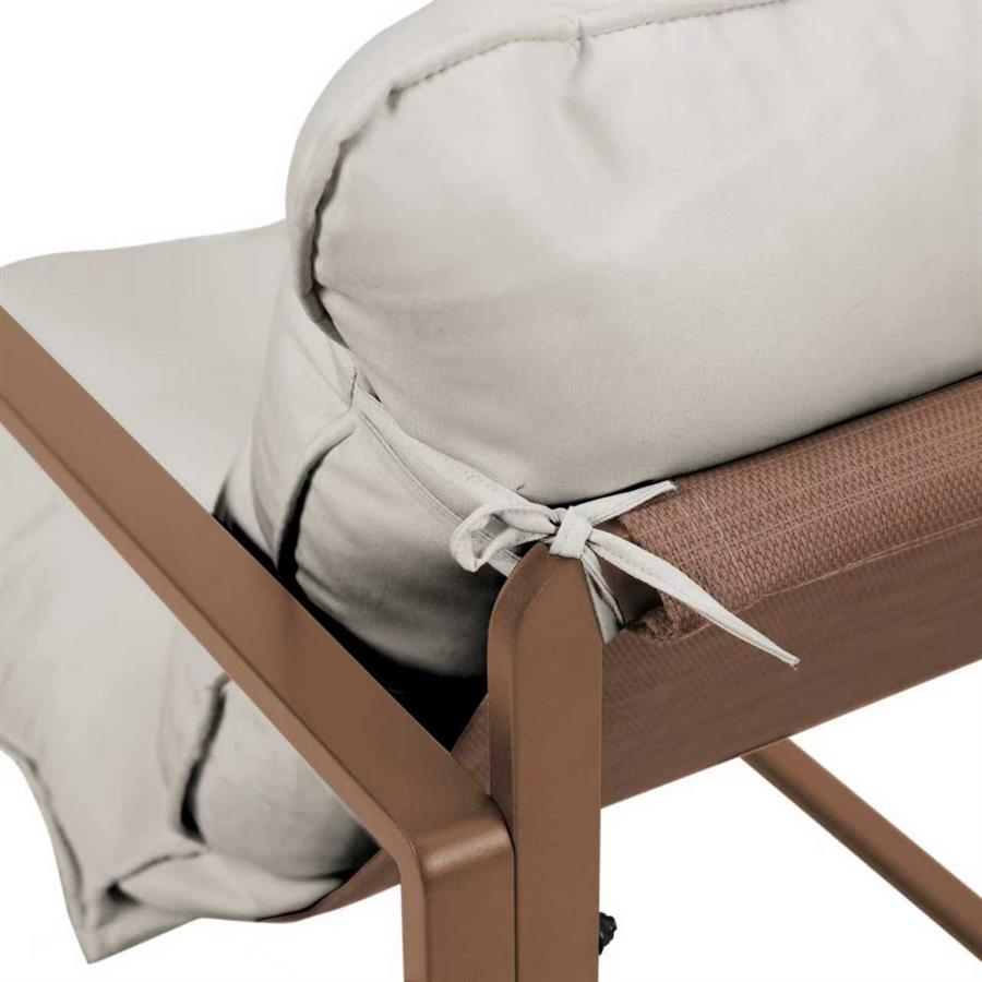 Set salotto da giardino 4 posti in acciaio mocha mousse con cuscini - Squared