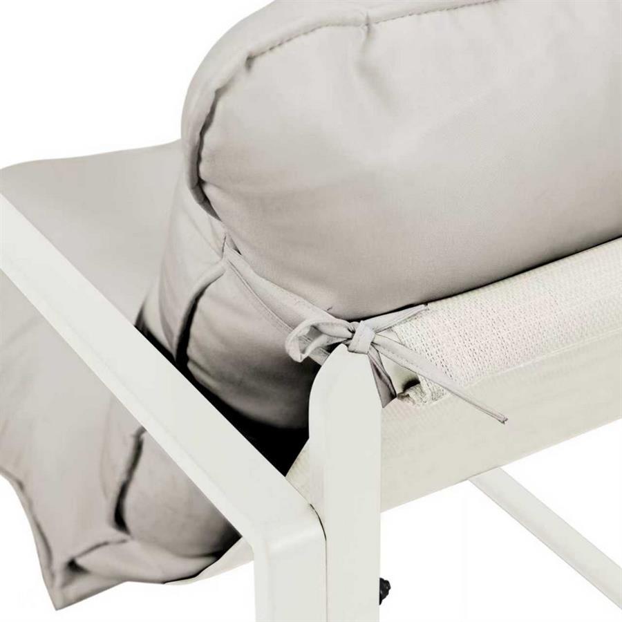 Set salotto da giardino 4 posti in acciaio bianco latte con cuscini - Squared
