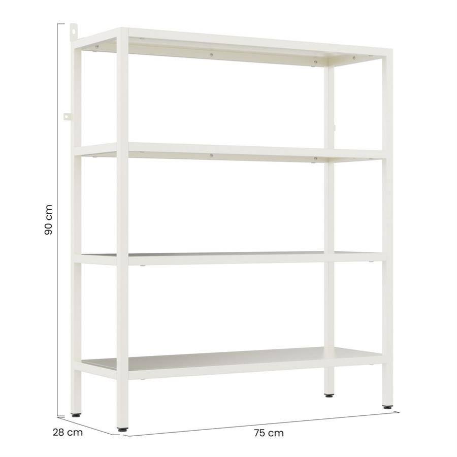 Libreria metallica 4 ripiani bianco latte in acciaio - Fly