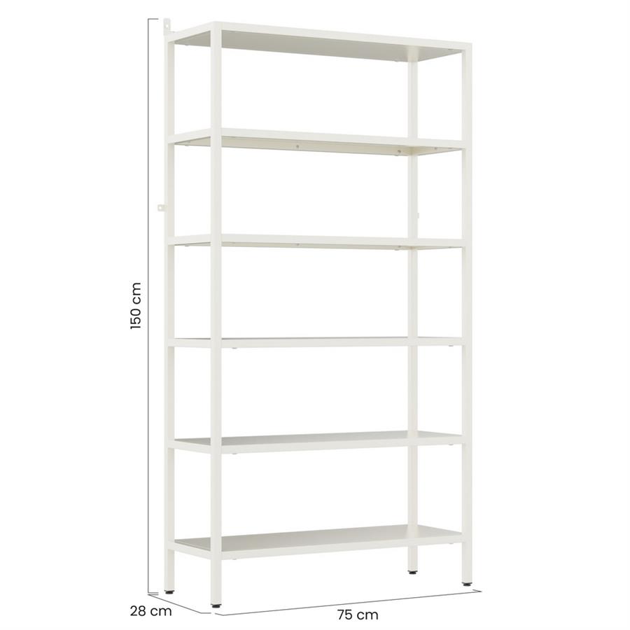 Libreria metallica 6 ripiani bianco latte in acciaio - Fly
