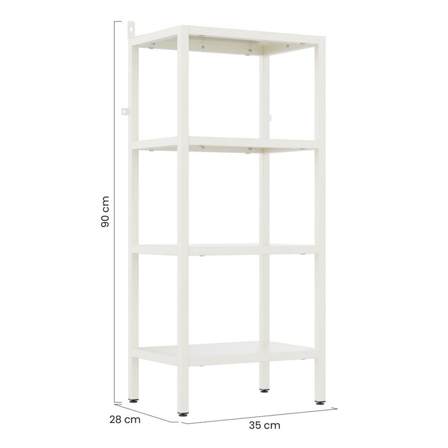 Libreria metallica 4 ripiani bianco latte in acciaio - Fly