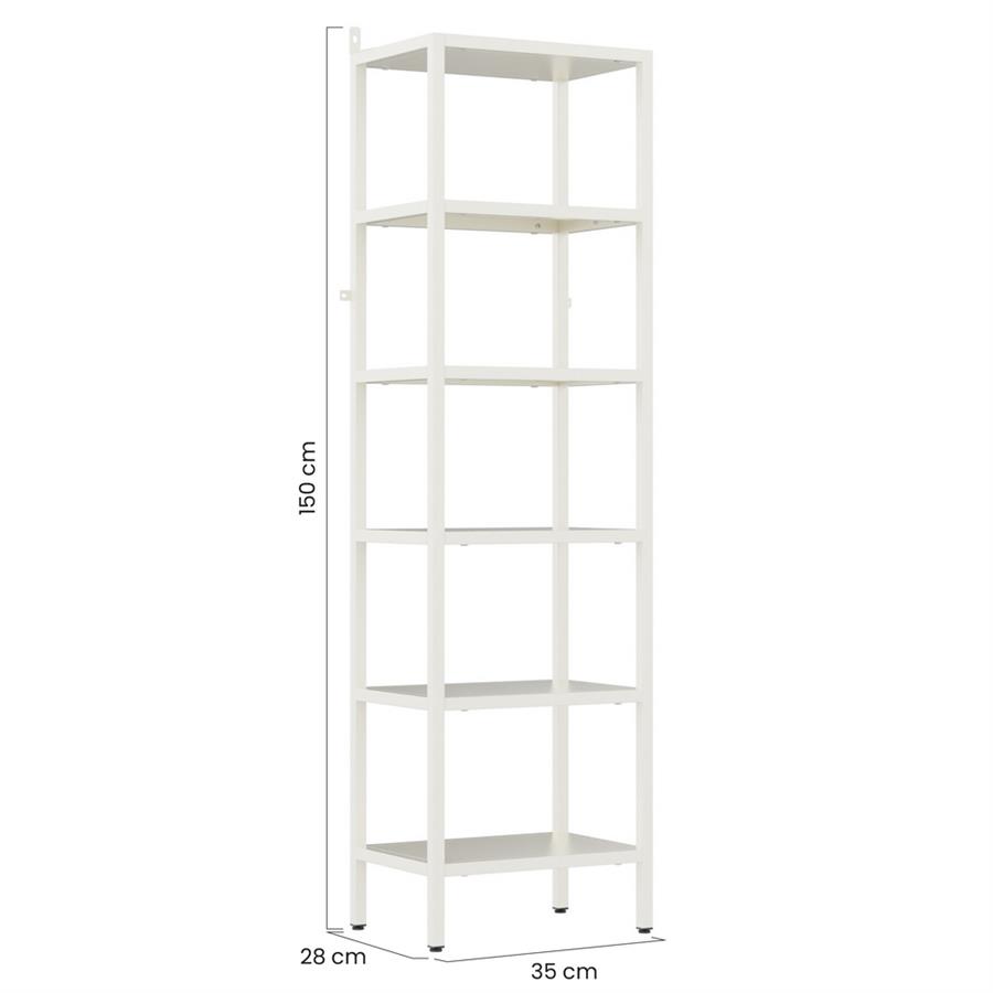 Libreria metallica 6 ripiani bianco latte in acciaio - Fly