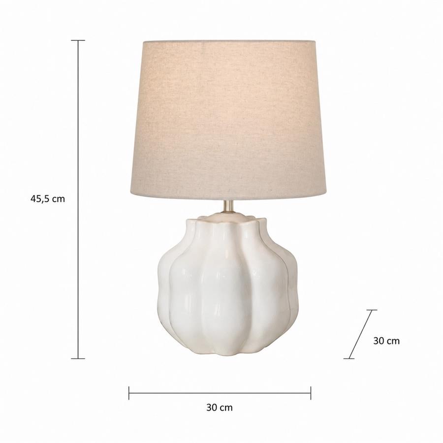 Lampada da tavolo in ceramica bianca con paralume beige 30x30x45,5 cm - Pomo