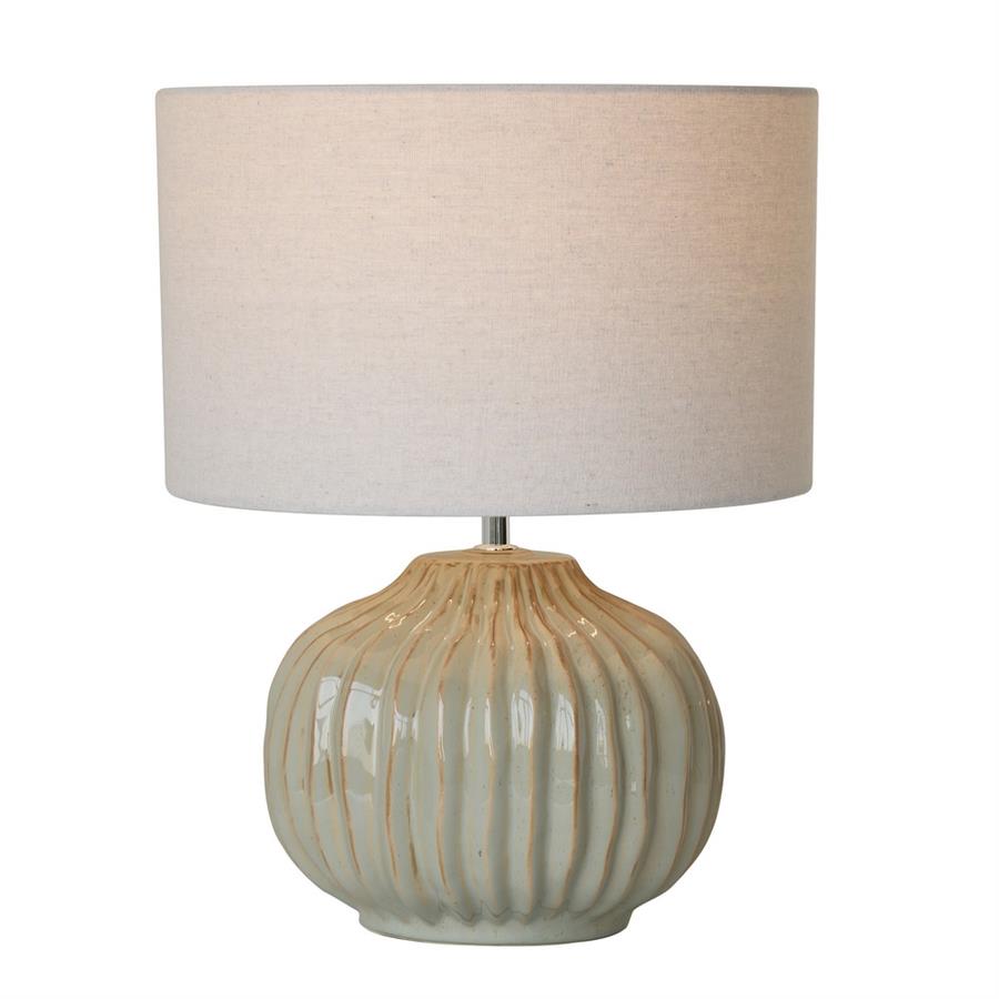 Lampada da tavolo in ceramica lavorata con paralume beige 35x35x45 cm - Harmony