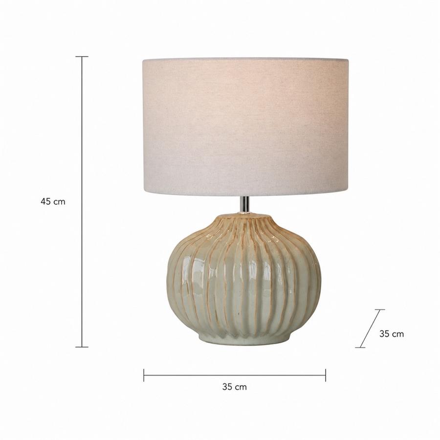 Lampada da tavolo in ceramica lavorata con paralume beige 35x35x45 cm - Harmony