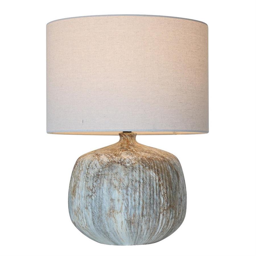Lampada da tavolo in ceramica effetto roccia con paralume beige 38x38x51,5 cm - Materic