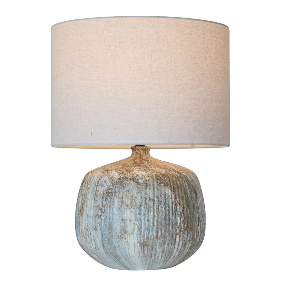 Lampada da tavolo in ceramica effetto roccia con paralume beige 38x38x51,5 cm - Materic