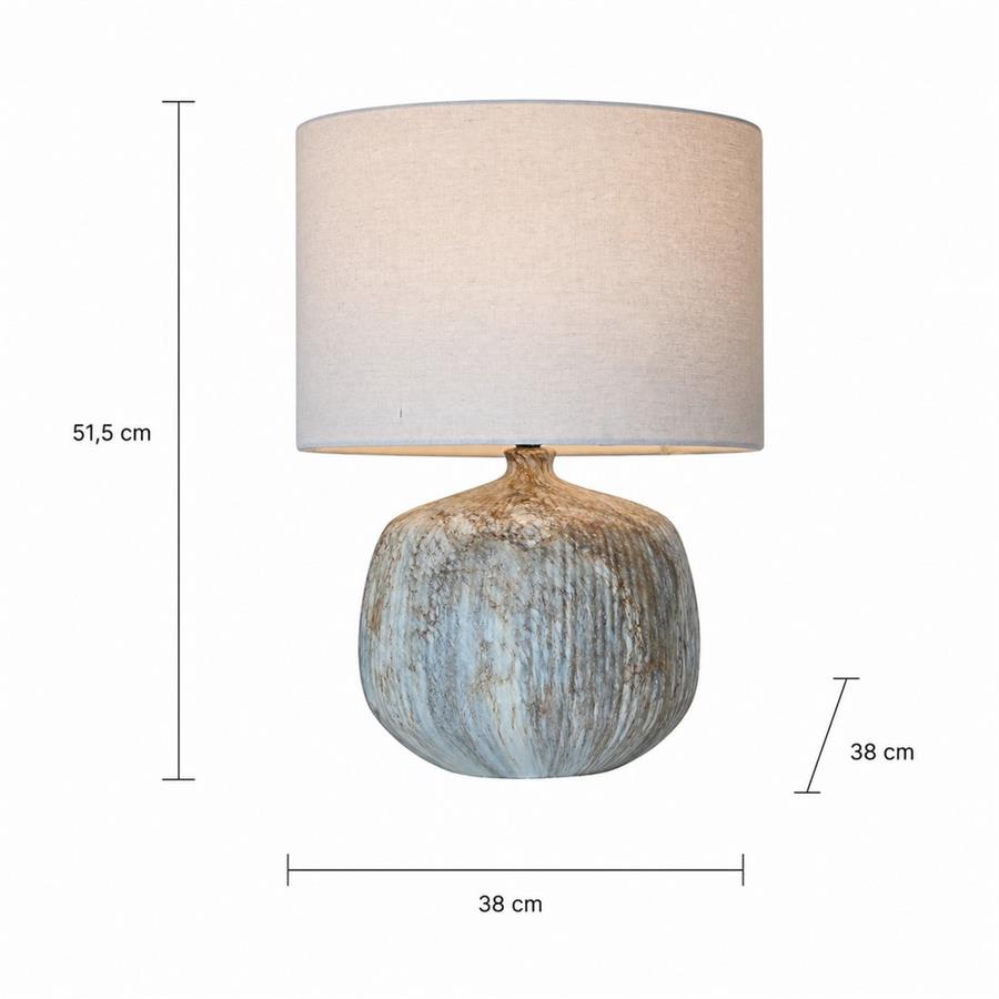 Lampada da tavolo in ceramica effetto roccia con paralume beige 38x38x51,5 cm - Materic