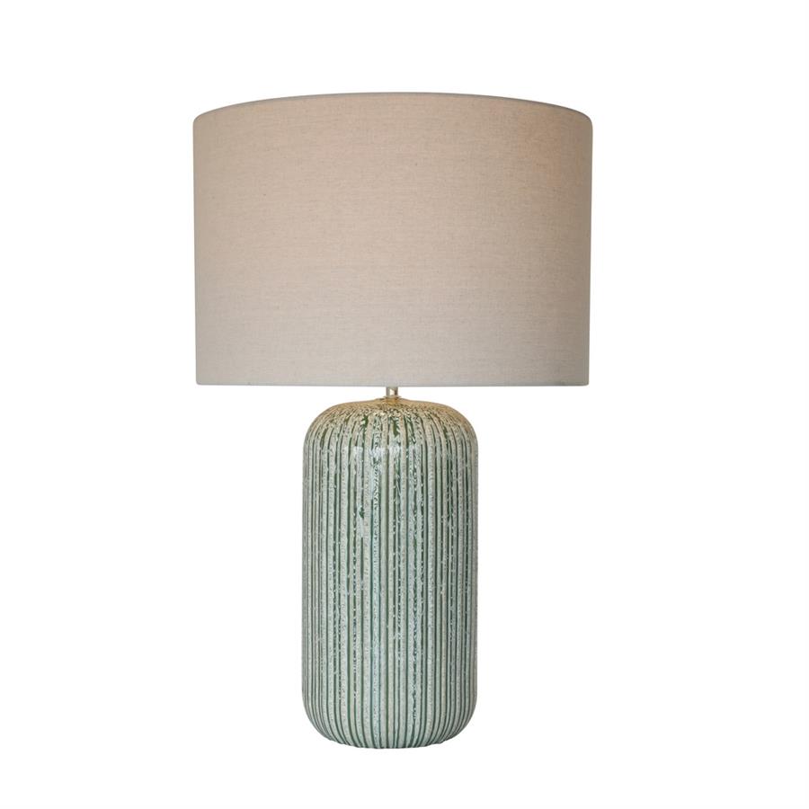 Lampada da tavolo in ceramica cilindrica con paralume beige 50x50x78,5 cm - Capri
