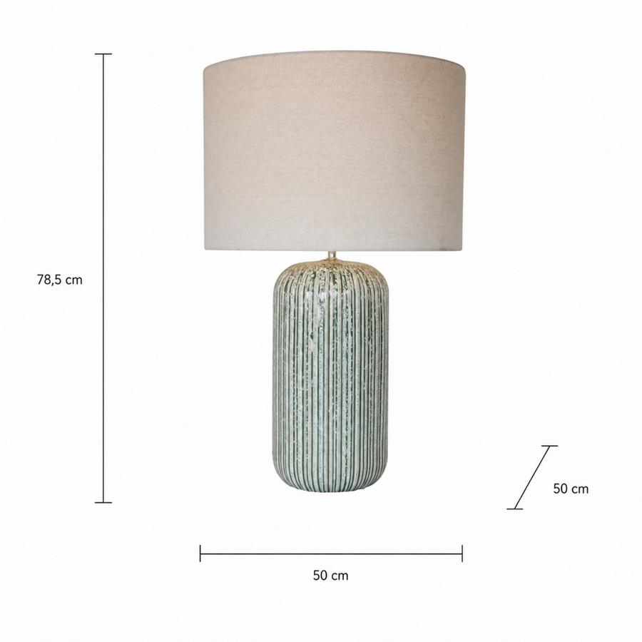 Lampada da tavolo in ceramica cilindrica con paralume beige 50x50x78,5 cm - Capri