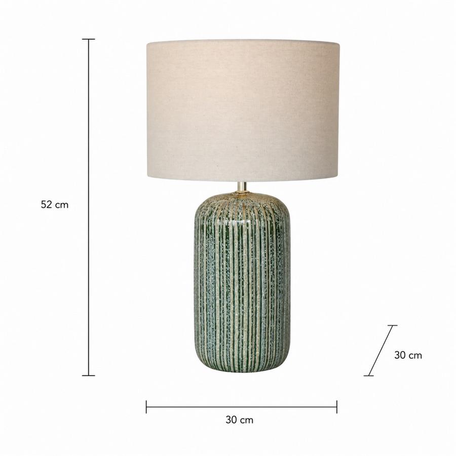 Lampada da tavolo in ceramica cilindrica con paralume beige 30x30x52 cm - Capri