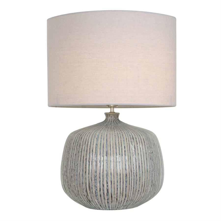 Lampada da tavolo in ceramica grigia lavorata con paralume beige 50x50x70 cm - Elba