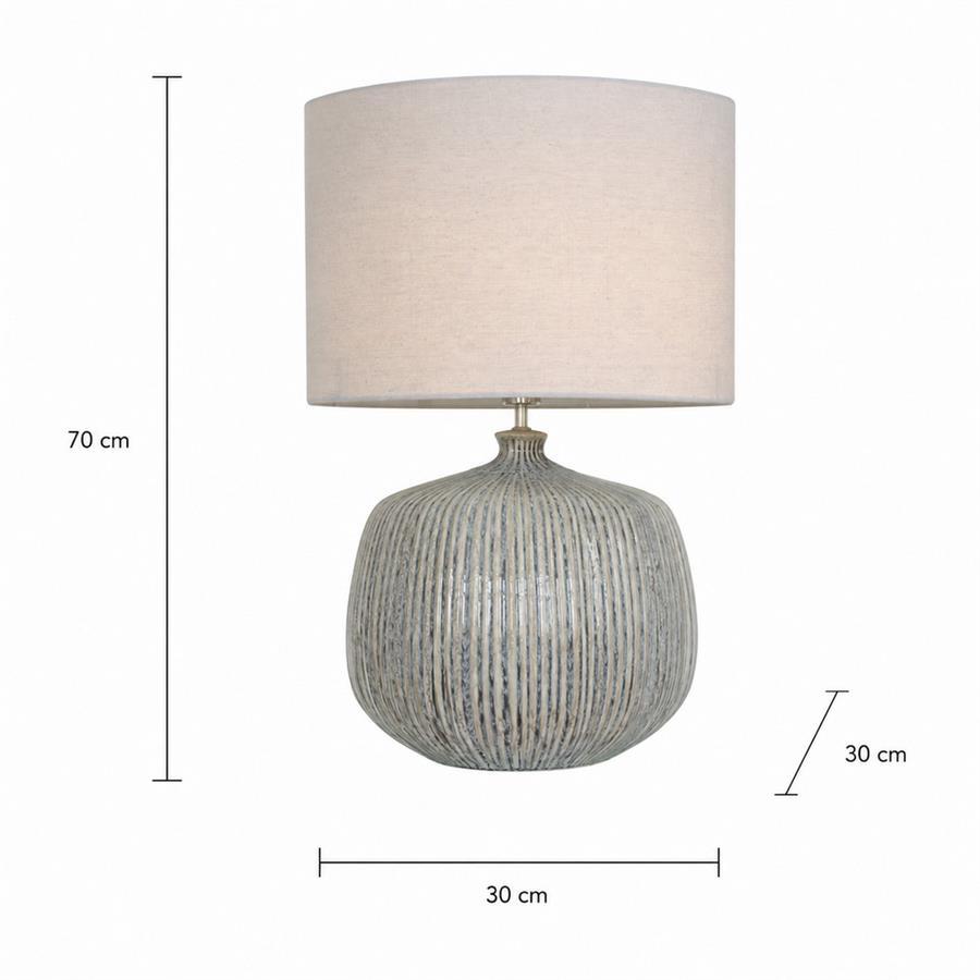 Lampada da tavolo in ceramica grigia lavorata con paralume beige 50x50x70 cm - Elba