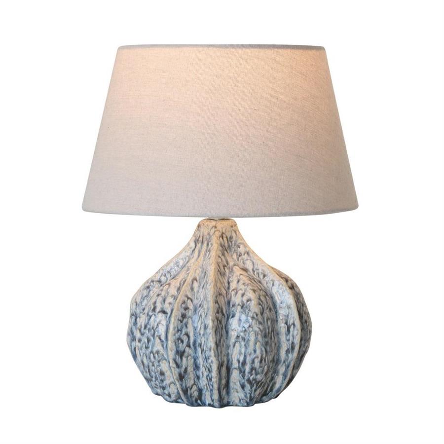 Lampada da tavolo in ceramica effetto marino con paralume beige 29x29x37,5 cm - Tropea