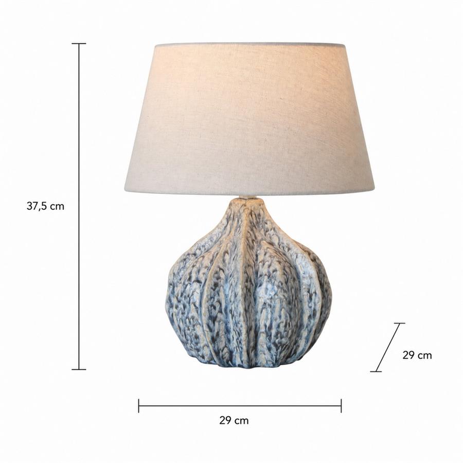 Lampada da tavolo in ceramica effetto marino con paralume beige 29x29x37,5 cm - Tropea