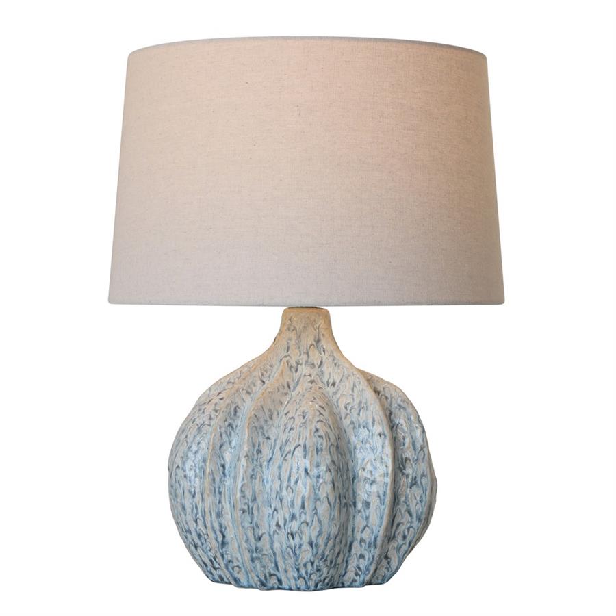 Lampada da tavolo in ceramica effetto marino con paralume beige 40x40x53 cm - Tropea