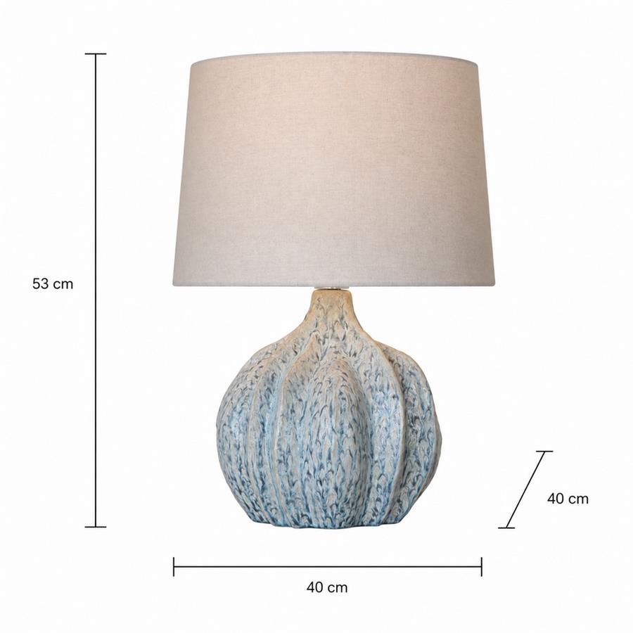 Lampada da tavolo in ceramica effetto marino con paralume beige 40x40x53 cm - Tropea