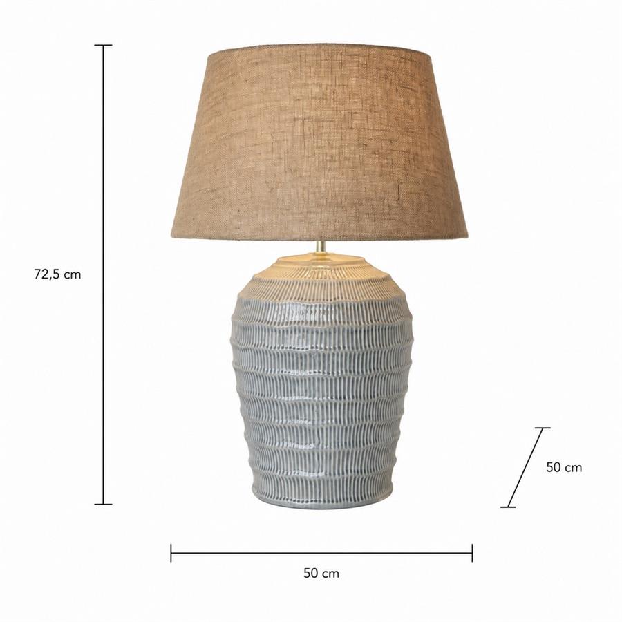 Lampada da tavolo in ceramica grigia lavorata con paralume beige 50x50x72,5 cm - Texta