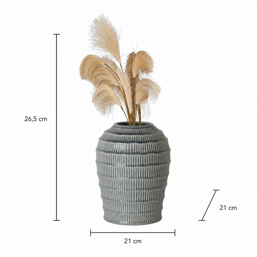 Vaso decorativo in ceramica grigia lavorata a rilievo 21x21x26,5 cm - Texta