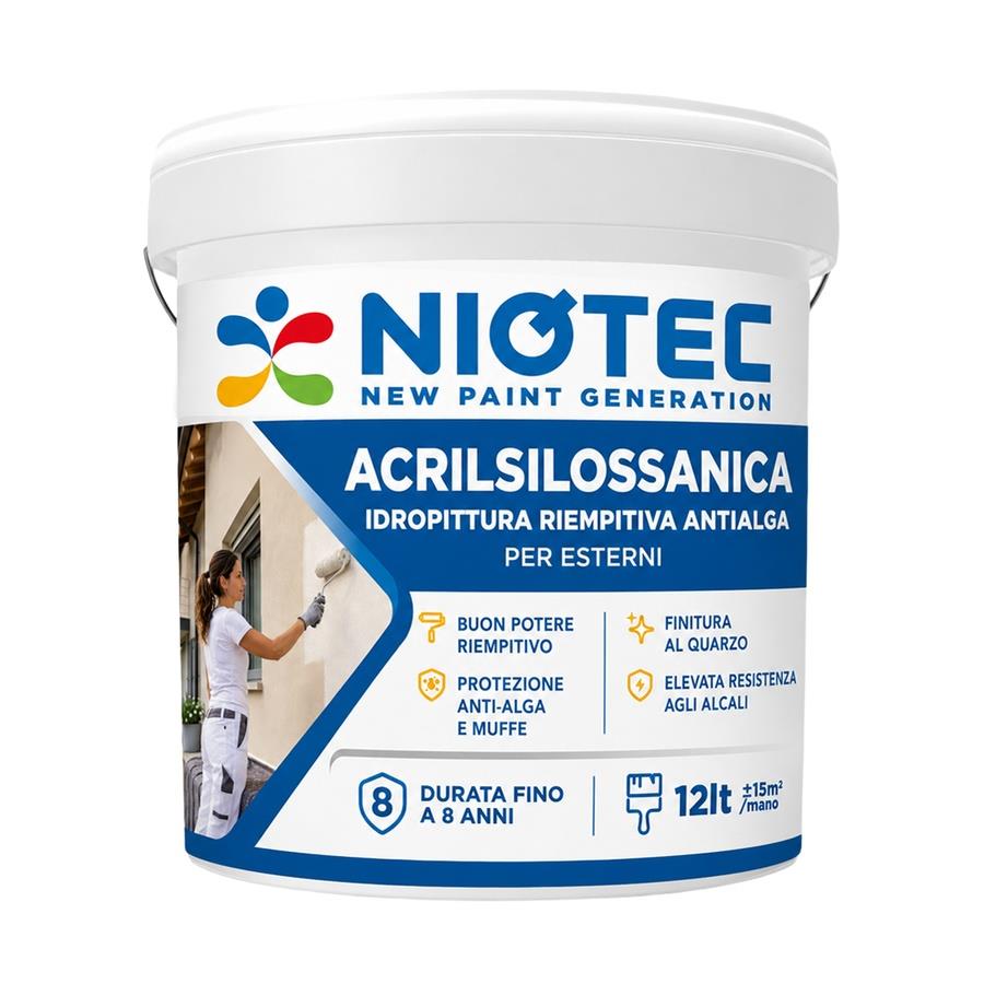Idropittura acrilsilossanica antialga per esterni 12 L -  Niotec