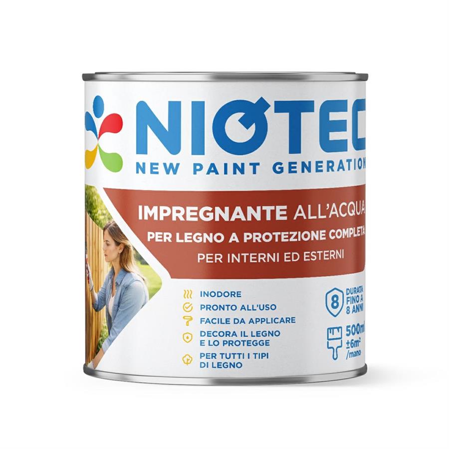 Impregnante all'acqua per legno noce chiaro 500 ml - Niotec