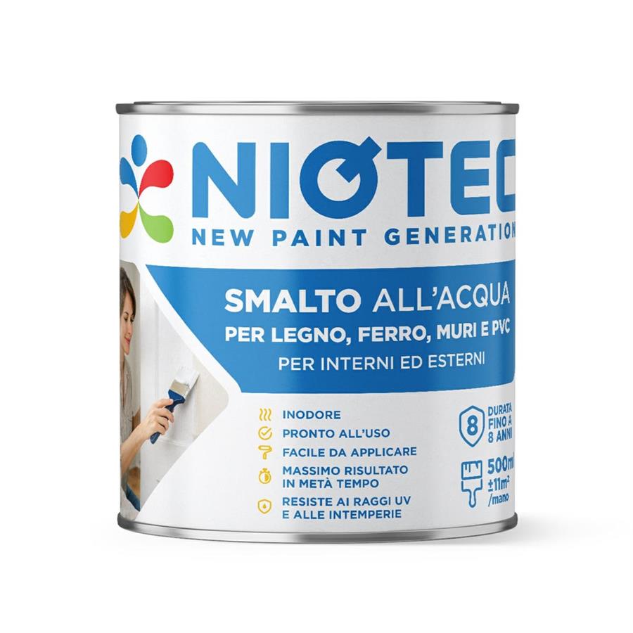 Smalto all'acqua lucido RAL 6021 per legno ferro e PVC 500 ml - Niotec