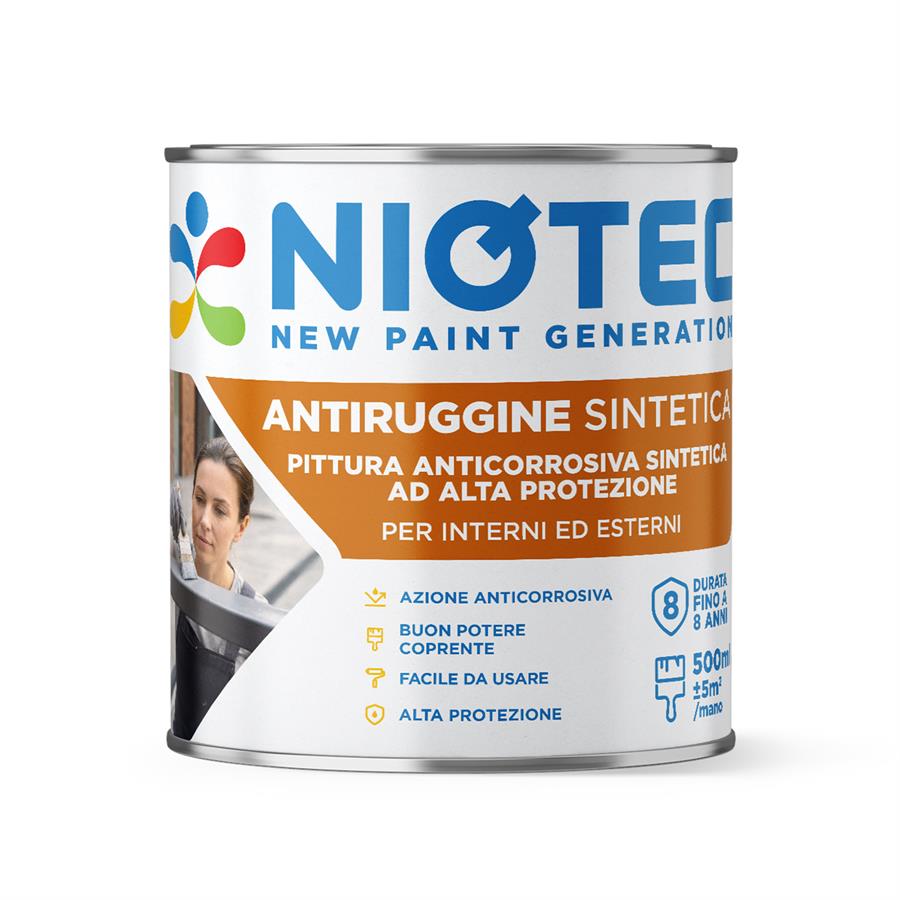 Antiruggine sintetica grigio per ferro e metallo 500 ml - Niotec