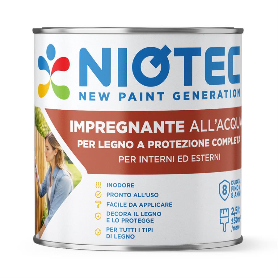 Impregnante all'acqua per legno noce scuro 2,5 L - Niotec