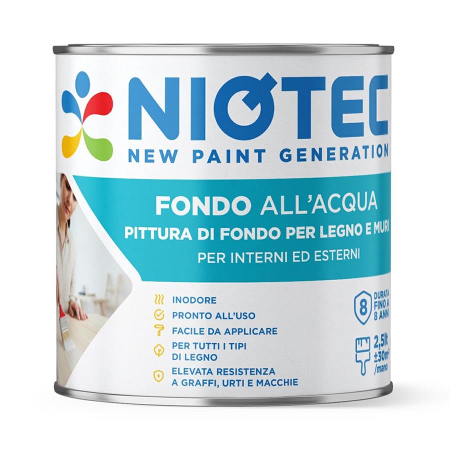 Fondo all'acqua bianco per legno e muri 2,5 L - Niotec