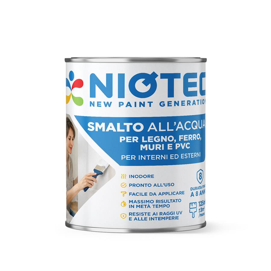 Smalto all'acqua lucido RAL 8017 per legno ferro e PVC 125 ml - Niotec