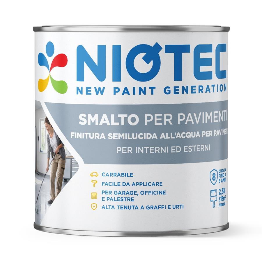 Smalto per pavimenti semilucido rosso ossido 2,5 L - Niotec