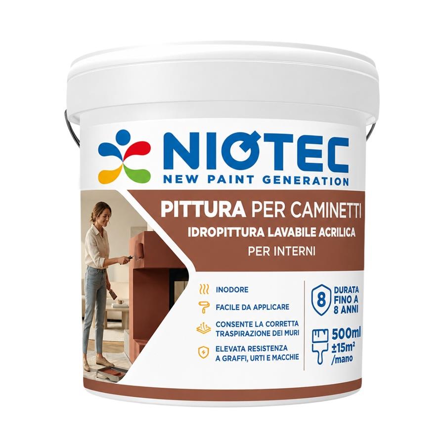 Pittura opaca rossa per caminetti e pareti 500 ml - Niotec