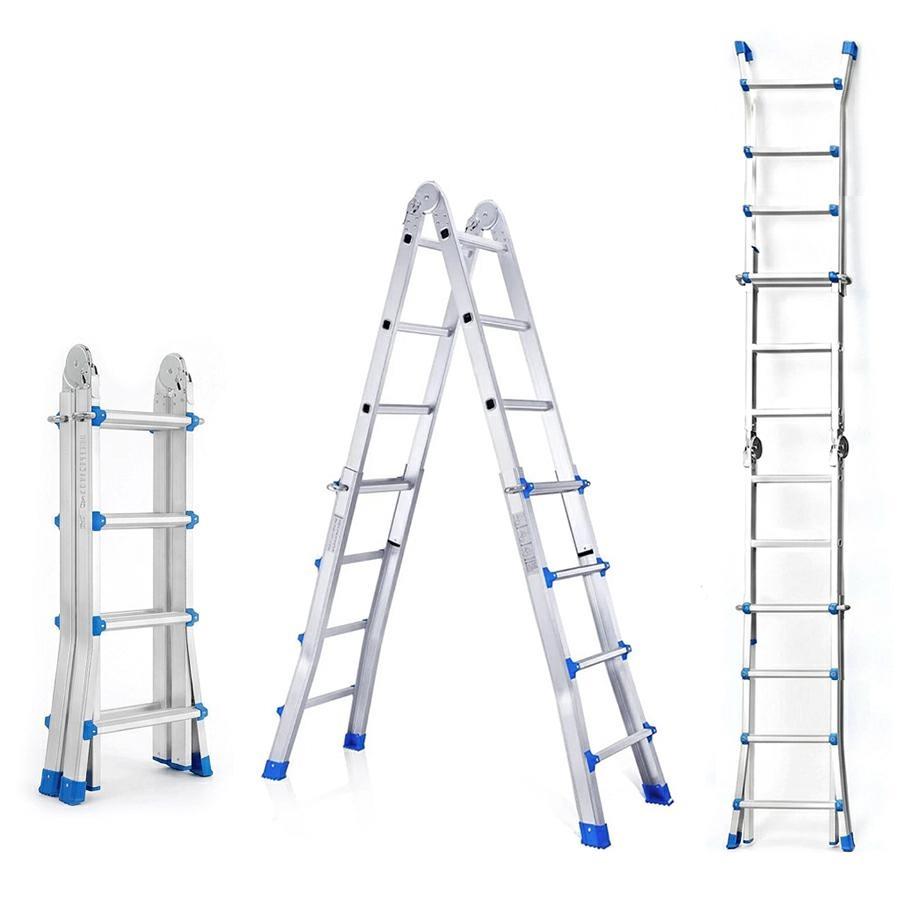 Scala telescopica multifunzione in alluminio 4+4 pioli 398 cm 150 kg