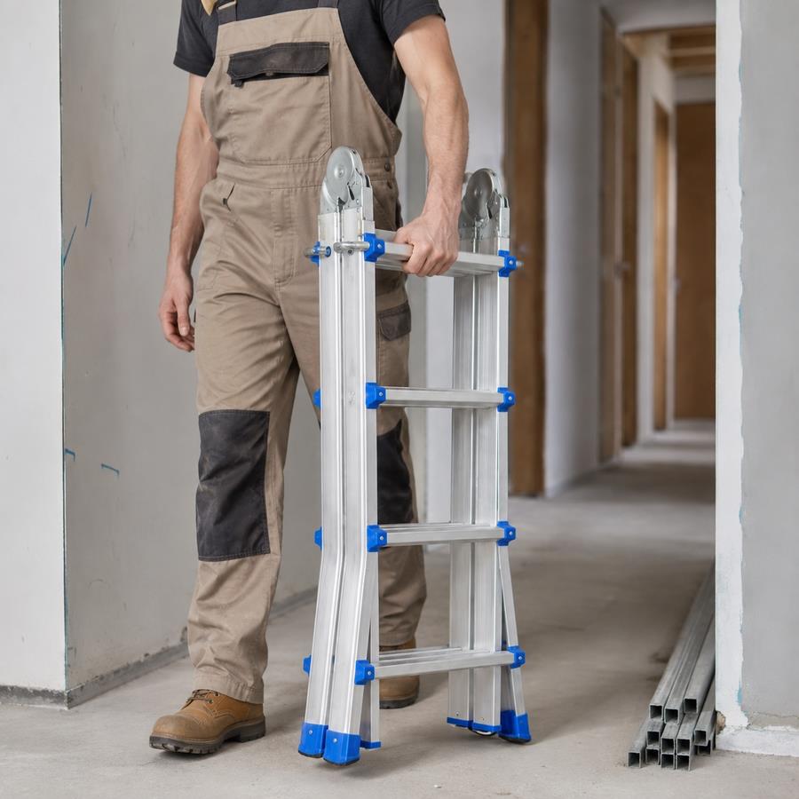 Scala telescopica multifunzione in alluminio 4+4 pioli 398 cm 150 kg