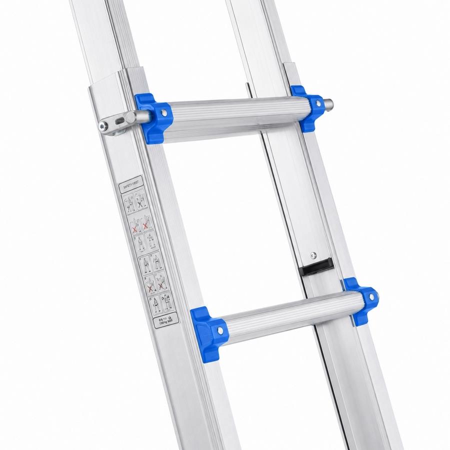 Scala telescopica multifunzione in alluminio 4+4 pioli 398 cm 150 kg