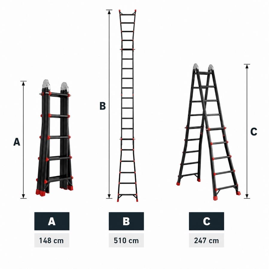 Scala nera multifunzione 3 in 1 pieghevole