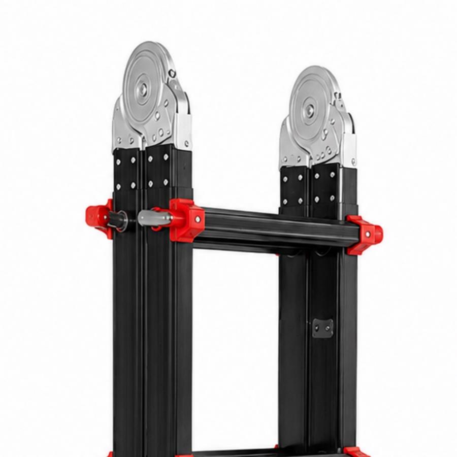 Scala telescopica multifunzione nera 3+3 pioli in alluminio 286 cm