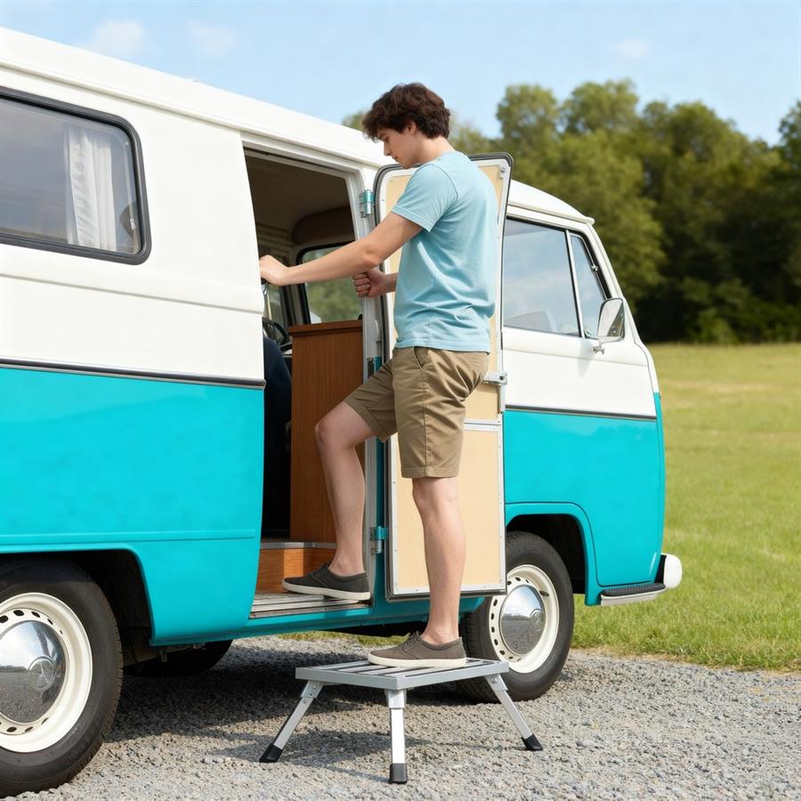 Scalino pieghevole antiscivolo in alluminio 48 cm portata 70 kg