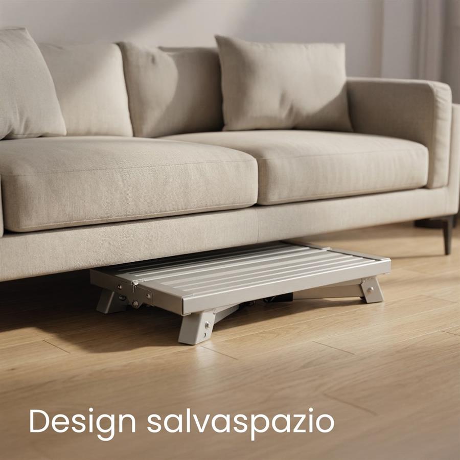 Scalino pieghevole antiscivolo in alluminio 48 cm portata 70 kg