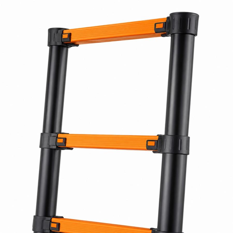 Scala pieghevole singola nera e arancione in alluminio 3,8 m portata 150 kg