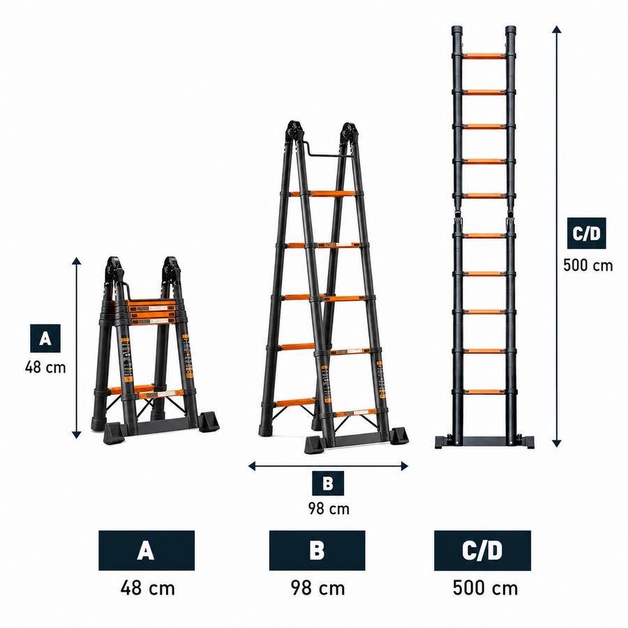 Scala multifunzione doppia in alluminio con estensione 400 cm