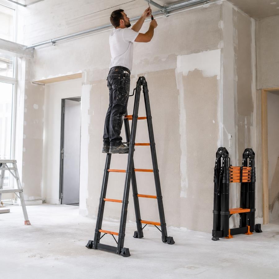 Scala pieghevole doppia in alluminio con estensione 480 cm