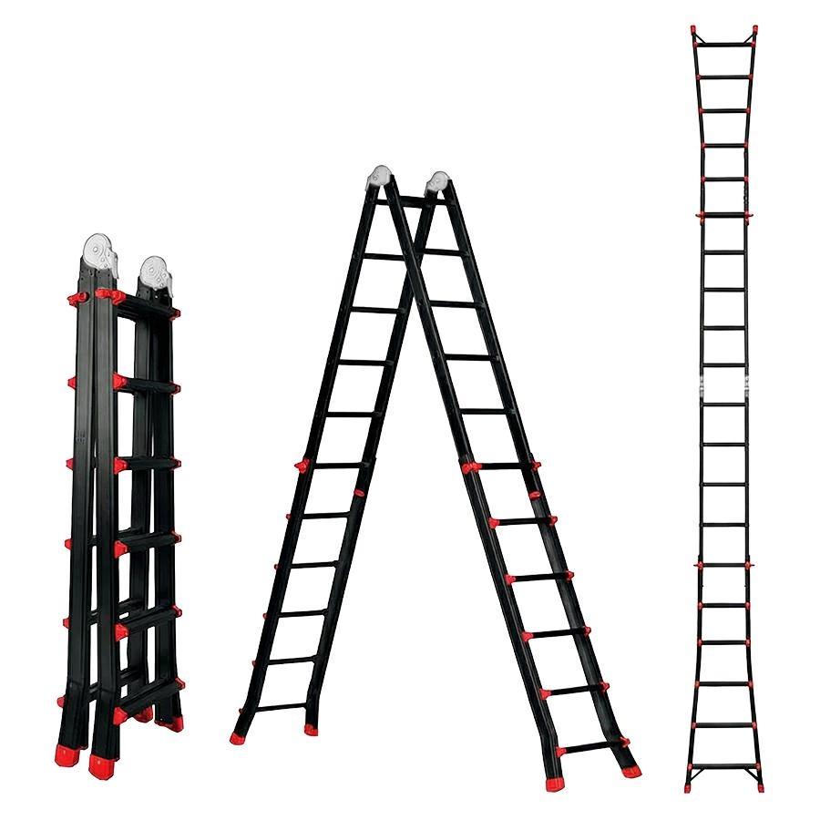 Scala multifunzione pieghevole nera in alluminio