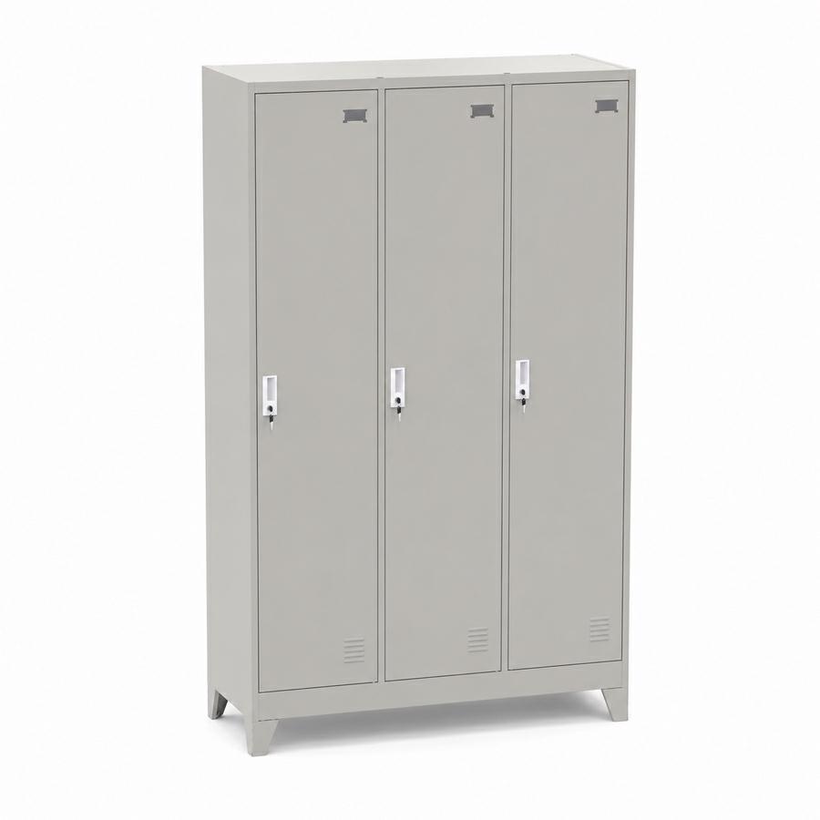 Armadietto spogliatoio metallico 3 ante grigio 90x45x190 cm - Yumi